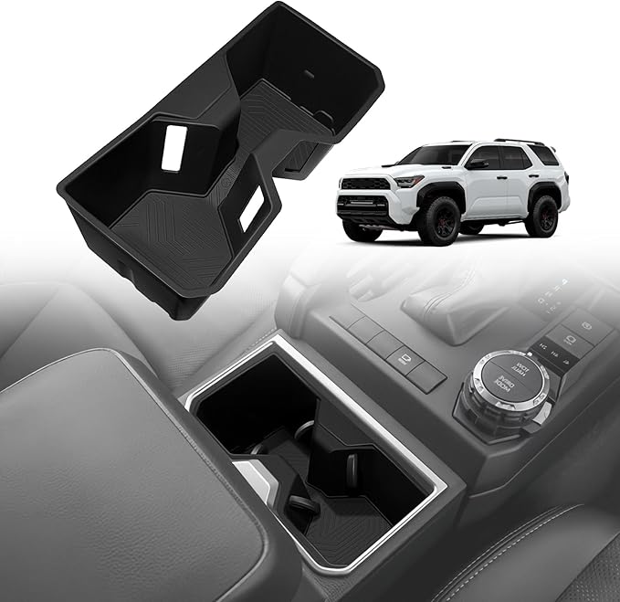 Muslogy Center Console Cup Holder Inserts Compatible with 2025 2026 Toyota 4Runner Accessories Middle Console Armrest Front Drink Stopper Non-Slip Silicone Rubber Organizer Drink Cup Holder Organizer