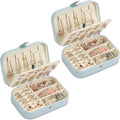 Travel Jewelry Box, PU leather Small Jewelry Organizer For Female Girls, double layer portable mini travel case for storing e