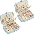 Travel Jewelry Box, PU leather Small Jewelry Organizer For Female Girls, double layer portable mini travel case for storing e
