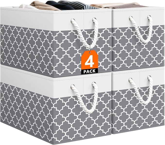 StorageTastic Storage Bin,Collapsible Storage Basket For Organizing,Large Storage Boxes With Rope Handles,Storage Containers,