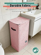WTREE Laundry Hamper with Lid, Reinforced Sturdy Clothes Hamper with Anti-Puncture Base, Large Collapsible Laundry Basket wit