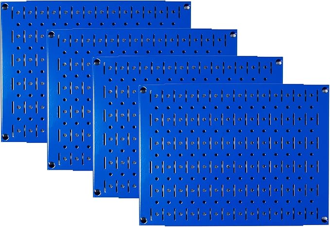 Wall Control Pegboard Wall Organizer Tiles Modular Blue Metal Pegboard Tiling Set - Four 12-Inch Tall x 16-Inch Wide Peg Boar