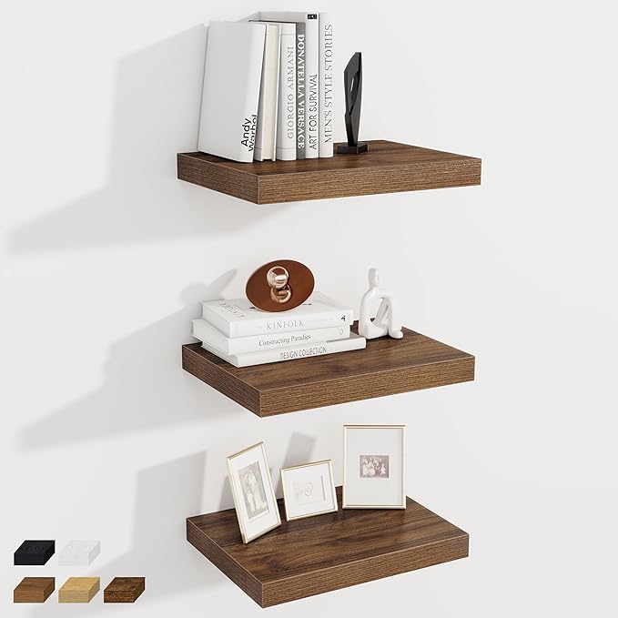 Fun Memories 12 Inch Deep Floating Shelves, 16 x 12 Wooden Wall Shelves, Extra Deeper & Thicker Rustic Wall Mounted Storage S