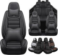 Seat Covers for Ford Expedition Max 2018-2026 8 Seaters, Compatible Airbag Non-Slip Waterproof Leather Seat Protector, Luxury Car Interior Seat Cover Full Set with Pillow, Black