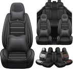 Seat Covers for Ford Expedition Max 2018-2026 8 Seaters, Compatible Airbag Non-Slip Waterproof Leather Seat Protector, Luxury Car Interior Seat Cover Full Set with Pillow, Black