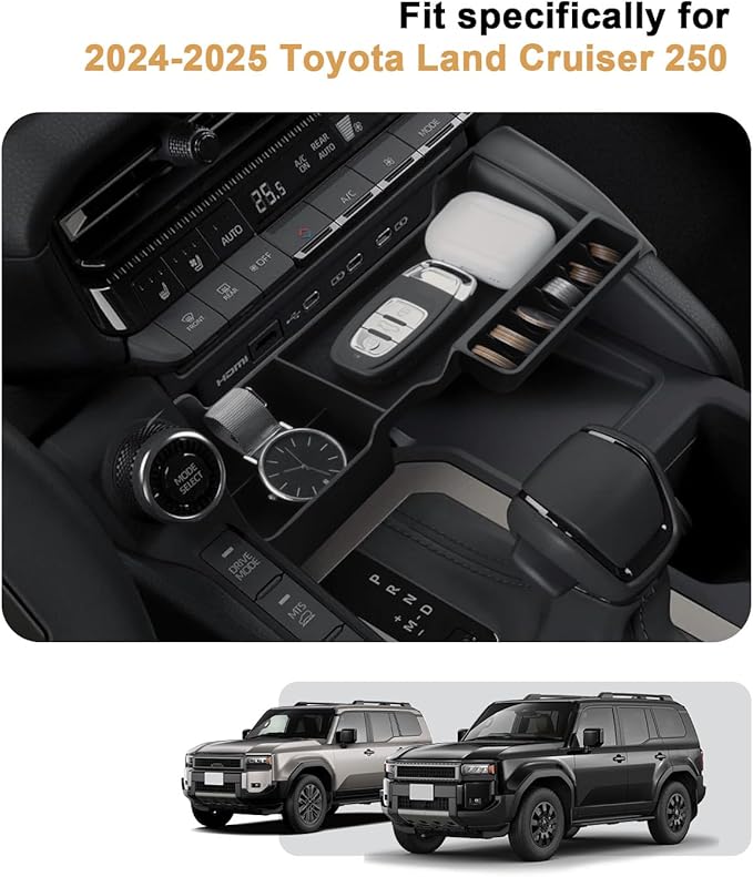 2026 Land Cruiser Center Console Organizer - For 2024-2026 Toyota Land Cruiser 250 Console Organizer Storage Box - Compatible with 2024-2026 Toyota Land Cruiser/Land Cruiser 1958 Accessories ABS