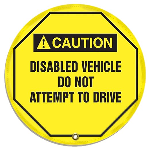AccuformNMC Steering Wheel Cover for Lockout Tagout, ANSI-Style Legend "CAUTION DISABLED VEHICLE DO NOT...DRIVE", Reinforced Vinyl, 20" Diameter, KDD728