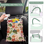 Cute Car Trash Can, Hanging Canvas Car Back Seat Organizer and Storage Bag, Funny Car Trash Bag For Travelling, Outdoor Colorful Vintage Floral
