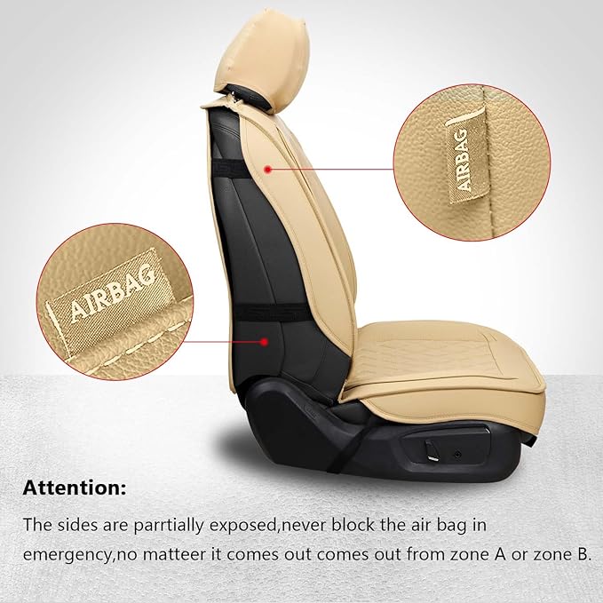 MIROZO Seat Covers Beige, Car Seat Covers Full Set Automotive Seat Covers Leather Seat Covers Car Seat Protector Universal Ve