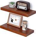 Marsmiles Wood Floating Shelves | Rustic Mahogany Wood Wall Shelves Set of 2 | 16" W x 6.7" D Wooden Floating Shelves for Bat