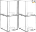 Vtopmart 7.6" H Clear Stackable Storage Drawers, 4 Pack Plastic Organizers Bins for Skincare, Cosmetics,Beauty Supplies,Ideal