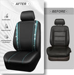 CAR PASS Bling Car Seat Covers Full Set, Shining Rhinestone Diamond Waterproof Faux Leather Universal Fit 95% Automotive Glitter Crystal Sparkle Strips for Cute Women Girl, Full Set (Mint Diamond)