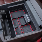 JKCOVER Compatible with Chevy Silverado/GMC Sierra 2014-2018 and Chevy Tahoe Suburban/GMC Yukon 2015-2020 Center Console Organizer Tray Accessories-Full Console w/Bucket Seats ONLY - (Red Trim)