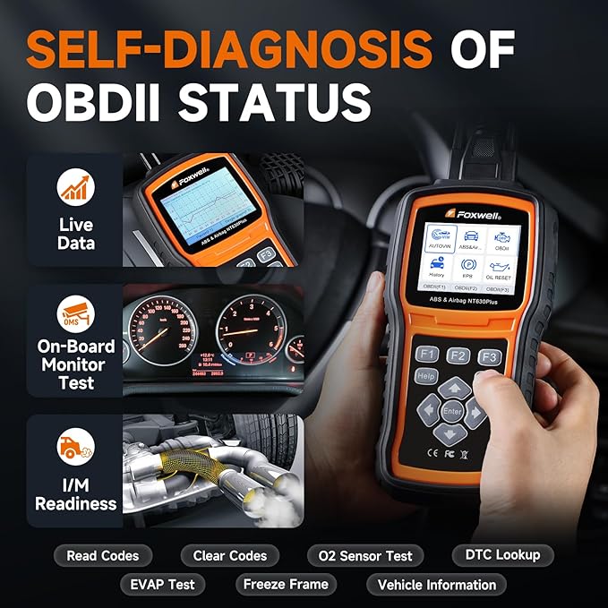 2026 FOXWELL NT630 Plus OBD2 Scanner with ABS and SRS, ABS Code Reader Auto Bleed Scan Tool Brake SRS Scanner, Car Scanner