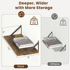 Floating Shelves for Wall Decor,24" Wx8 D Wall Mount Floating Bookshelf Set of 2,Hanging Storage Shelf with Sturdy Metal Brac