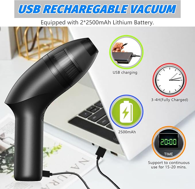 4.3Kpa Keyboard Vacuum Cleaner Mini：Handheld Computer Vacuum Cordless for Car Laptop Sewing Machine Portable Keyboard Vac USB