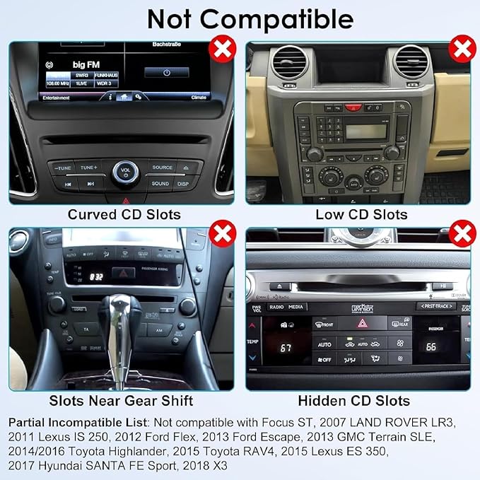 EEEKit 2 in 1 CD Slot Tablet Car Mount, Universal 360° Rotation CD Player Car Phone Holder for 4-11in Devices, Black