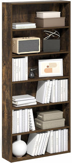 Furinno Basic Book Shelf, 6-Tier Bookcase with Open Shelf, Bookshelf, Cube Storage Organizer, 7 x 24 x 53, for Living Room, B