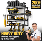 YYR 4 Layer Power Tool Organizer Wall Mount, Cordless Drill Hanger Storage Rack, Battery Tools Holder with Charging Station S