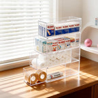 2 Pack Bandage Organizer with Lid, Acrylic Bandaid Holder with 4 Clear Drawers Band Aid Storage Container for Home Office Dra