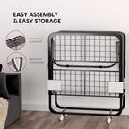 EconoHome Folding Bed with Mattress - 75x31 Cot Size Frame - Portable Rollaway Guest Bed with 5-inch Memory Foam Mattress - S