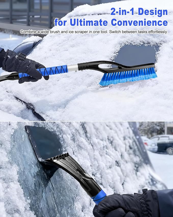 27'' Ice Scraper Snow Brush for Car Windshield, Aluminum Snow Removal Tools with Foam Grip for SUV Vehicle Auto Trucks Window