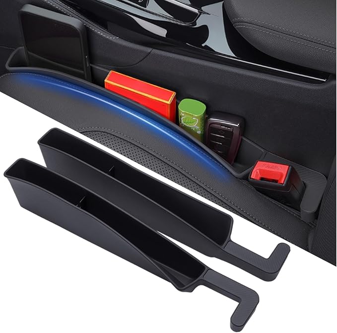 Car Seat Gap Filler, Carseat Side Gap Organizer with Phone Holder & Storage Slot, Auto Interior Accessories, Universal Car Catcher Plug Strip Fit Car SUV Truck, Fill in Between Seat and Console, Black