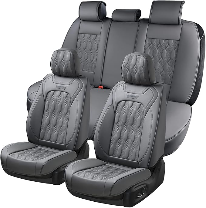 Coverado Car Seat Cover Full Set, Waterproof Front and Back Seat Covers for Cars, 5-Pack Leather Seat Covers, Car Seat Protec