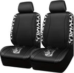 CAR PASS Cow Diamond Leather Bling Car Seat Covers Universal, Faux Shining Rhinestones Two Front only, Fit 95% Automotive Glitter Crystal Sparkle Strips for Cute Women Girl, 2PCS Cow Silver Diamond