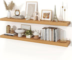 Floating Shelves for Wall, 9.3" Deep Wall Mounted Wood Shelves for Bathroom, Bedroom, Living Room, Kitchen, Hanging Shelf for