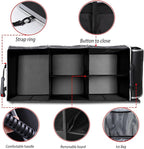 Homeve Trunk Organizer, Car Storage, Reinforced Handles, Collapsible Multi-Compartment, Foldable, Waterproof, Sturdy, 600D Oxford Polyester For Car, SUV, Mini-Van, Black-Large, 3 Compart