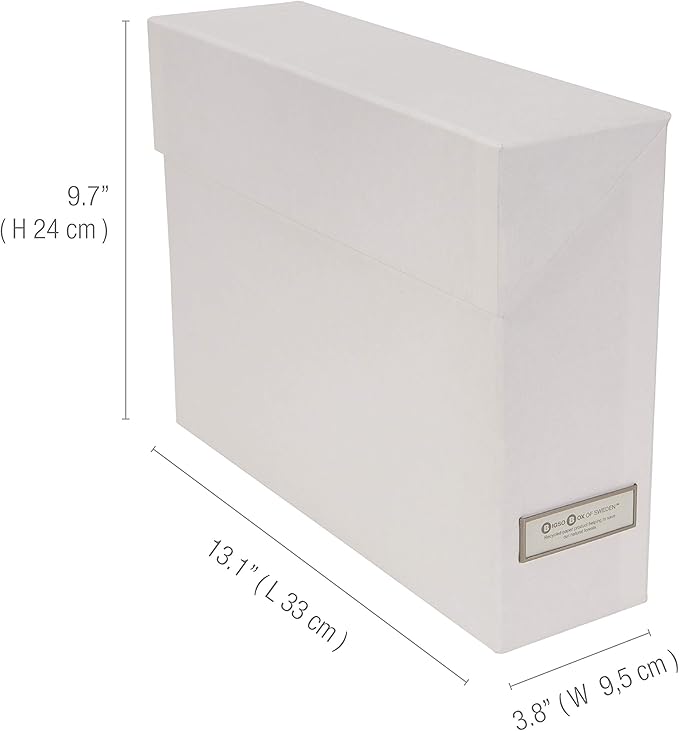 Bigso Lovisa Fiberboard Label Frame 12 File Storage Box | Document Organizer for Important Paperwork | Durable Hanging File B
