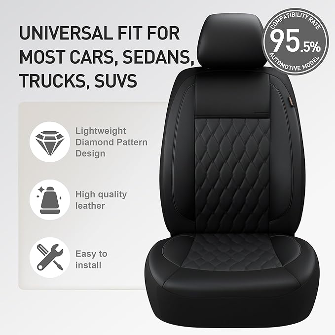 CAROMOP Faux Leather Car Seat Covers Full Set,Luxury and Comfortable Covers for Cars,Split Bench Compatible Car Interior Cove