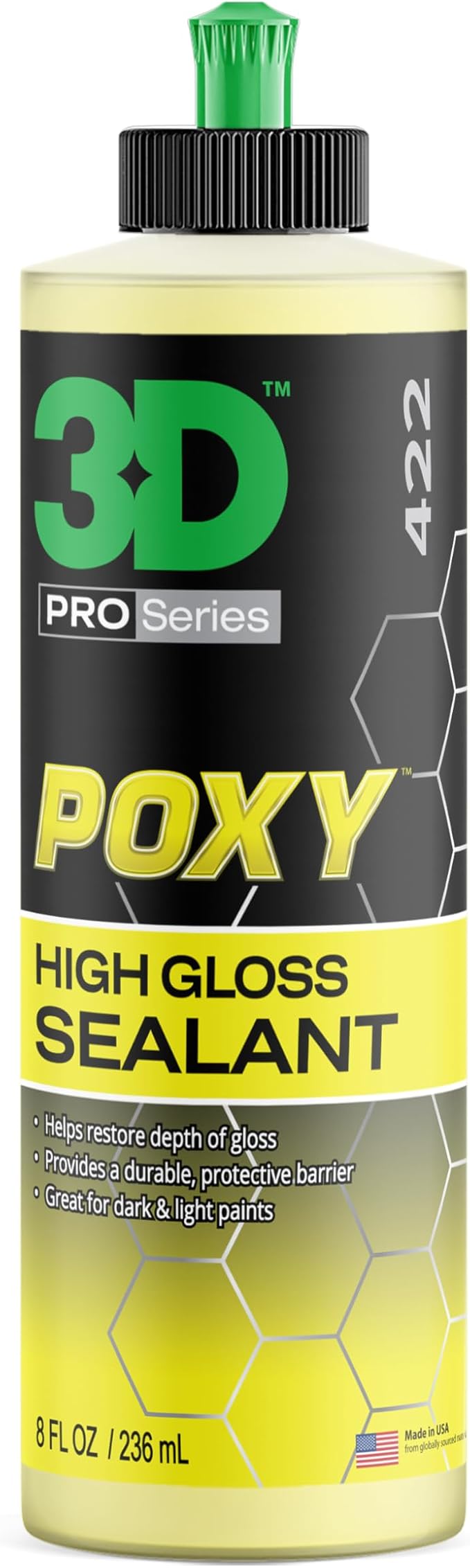 3D POXY Montan Wax Sealant – Long Lasting Hybrid Car Wax for High Gloss Finish & Paint Protection | Non-Staining Formula | Easy to Apply | Made in USA |8 oz