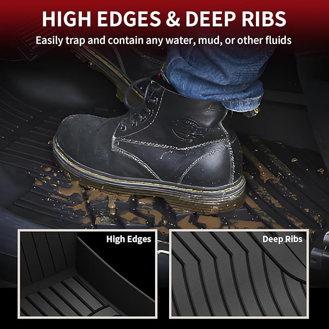 LASFIT Floor Mats for Mercedes Benz C Class 2021 2020 2015-2019 C300 / C400 / C350e / C43 AMG / C63 AMG / C63 AMG S (Fit Sedan Only), All Weather TPE Floor Liners for C Class 1st & 2nd Row Mats