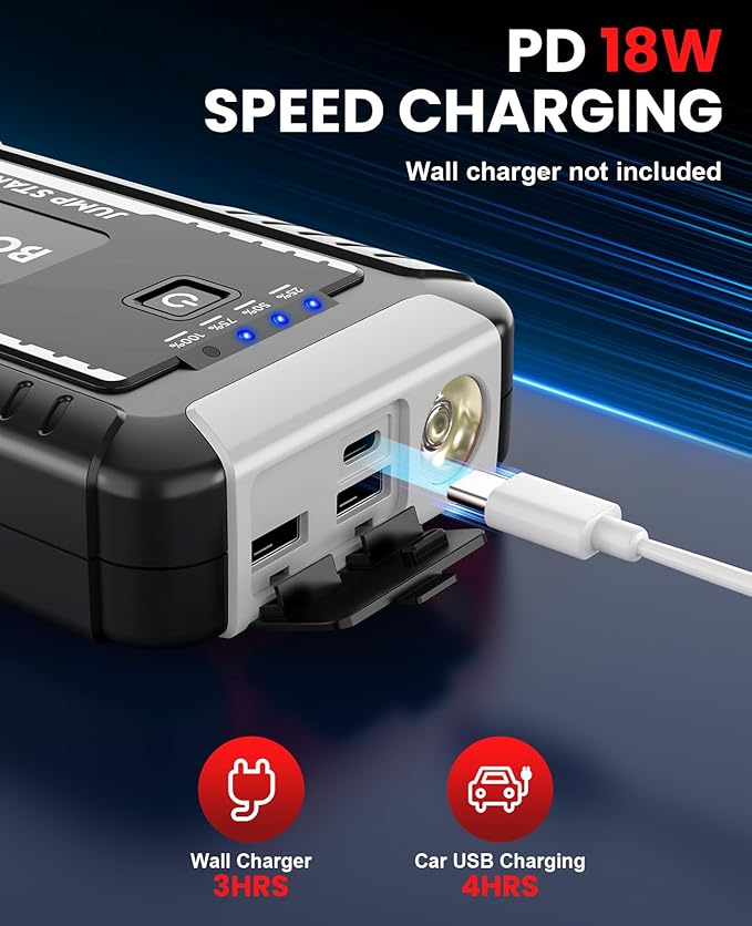 BOOKOO Portable Car Jump Starter, 4500A Jump Start Battery Pack up to 10.0L Gas/ 8.0L Diesel Engines, 12V Car Battery Jump