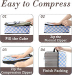 U+U 6 Set Compression Packing Cubes - Ultralight Travel Organizers with Laundry Bag, Space-Saving Suitcase Organizer for Trav