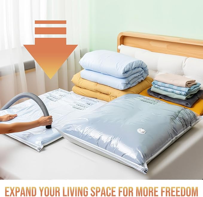TAILI 12 Pack Vacuum Storage Bags, Jumbo Vacuum Seal Bags for Clothing (40x31 Inch), Space Saver for Bulky Comforter Blankets
