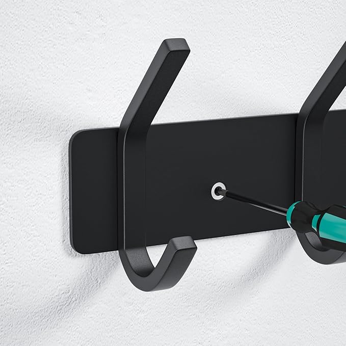 VAEHOLD Wall Hooks Coat Hooks Wall Mounted, Coat Rack with 6 Double Hooks for Hanging Towel Hat Coat Robe Bag Key for Bathroo
