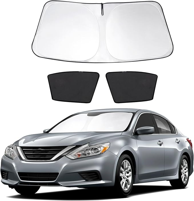 3PCS Car Window Shades Front Windshield Sun Shade Foldable Window Shade Custom Fit for 2013-2018 Nissan Altima Sedan Accessories Car Shades for Front Windows Anti-UV Rays Block Heat