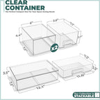Sorbus Stackable Acrylic Storage Drawers – 4 Small + 2 Wide – 6 Pack Clear Plastic Organizer Bins for Baby Bottles, Makeup, B