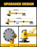 Ecarke Electric Ice Scraper Compatible with Dewalt 20V Battery, 2000RPM High-Speed 45° Head Adjust, 30'' Adjustable Handle Car Window Windshield Scraper for Ice & Snow, Tool Only Battery Not Included