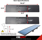 14.2" ICBEAMER Clip On Rear View Mirror | Flat Blue Tint, Panoramic Wide Angle HD Glass, Anti Glare, Universal Fit for Car, SUV, Truck | Eliminates Blind Spots (1 Pack)