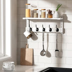 Oraich Wall Hooks with Shelf, Coat Rack Wall Mount for Coat Backpack Key Clothes Hanger, Wall Floating Shelf Hanging in Entry