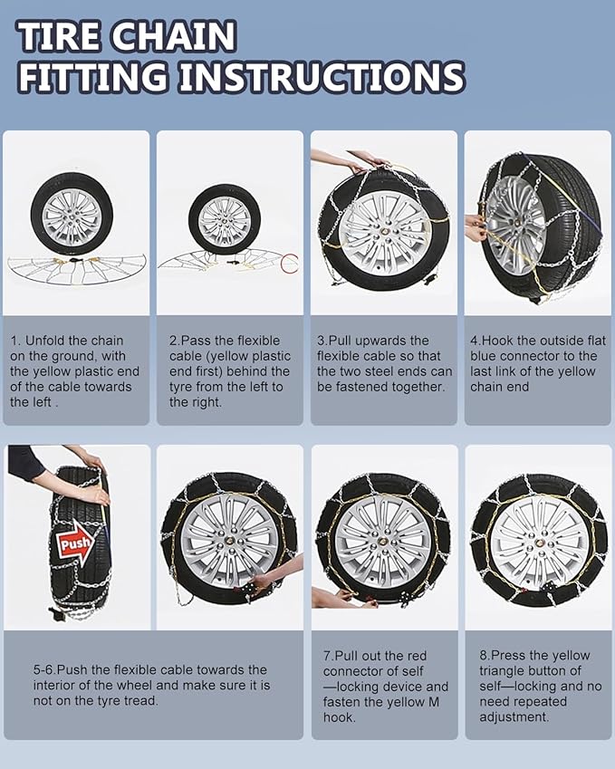 SCITOO Snow Chains For Car Pickup Trucks SUV,Universal Emergency Tire Traction Chain,Anti-Skid Thickening Tire Chains Width 2