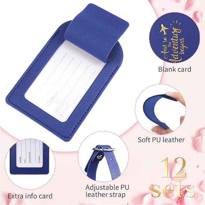 Amylove Bulk Luggage Tags Wedding Favors Adventure Begins Luggage Tags for Guests Travel Tag for Suitcase Bridal Gift 24 Pack