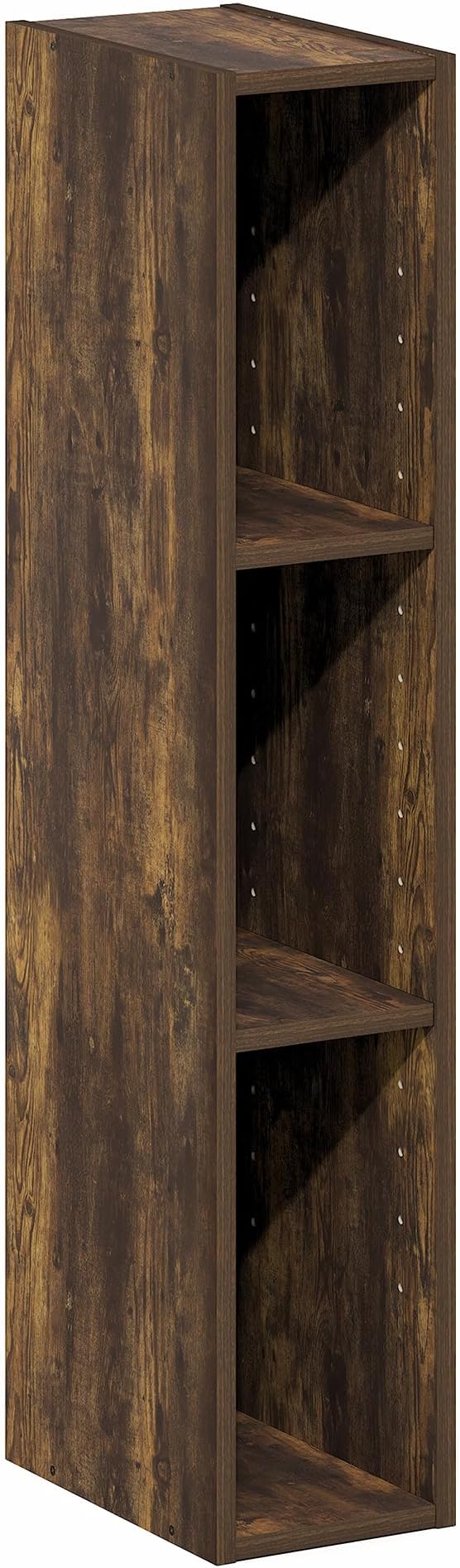 Furinno Fulda Book Shelf, 3-Tier Narrow Bookshelf, Bookcase with 6-in Width Storage Shelf, 9.3 x 5.9 x 31.5, for Living Room,