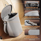 Trash Can for Car Garbage: Leakproof Silicone Car Waste Bin w/Lid for Drivers and Passengers; 2 Gallon Garbage Container for Vehicle, Sedan, SUV, Van, MPV & Truck (Gray)
