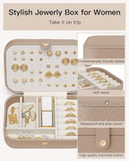 VLANDO Travel Jewelry Case for Women Girls Mothers, PU Leather Small Jewelry Box for Rings, Necklaces, Bracelets, Earring Hol