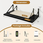 Deep Floating Shelves,24" Wx10 D Floating Shelf for Wall Set of 2,Hanging Storage Shelf with Metal Brackets,Wide Display Wall